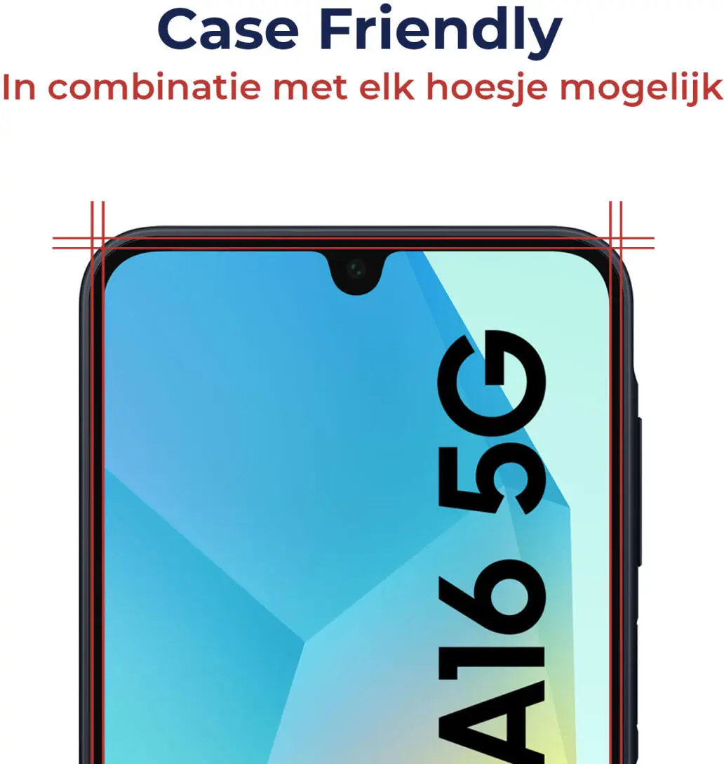 Rosso Samsung Galaxy A17 / A16 Tempered Glass Fingerprint en Case Friendly afbeelding 4