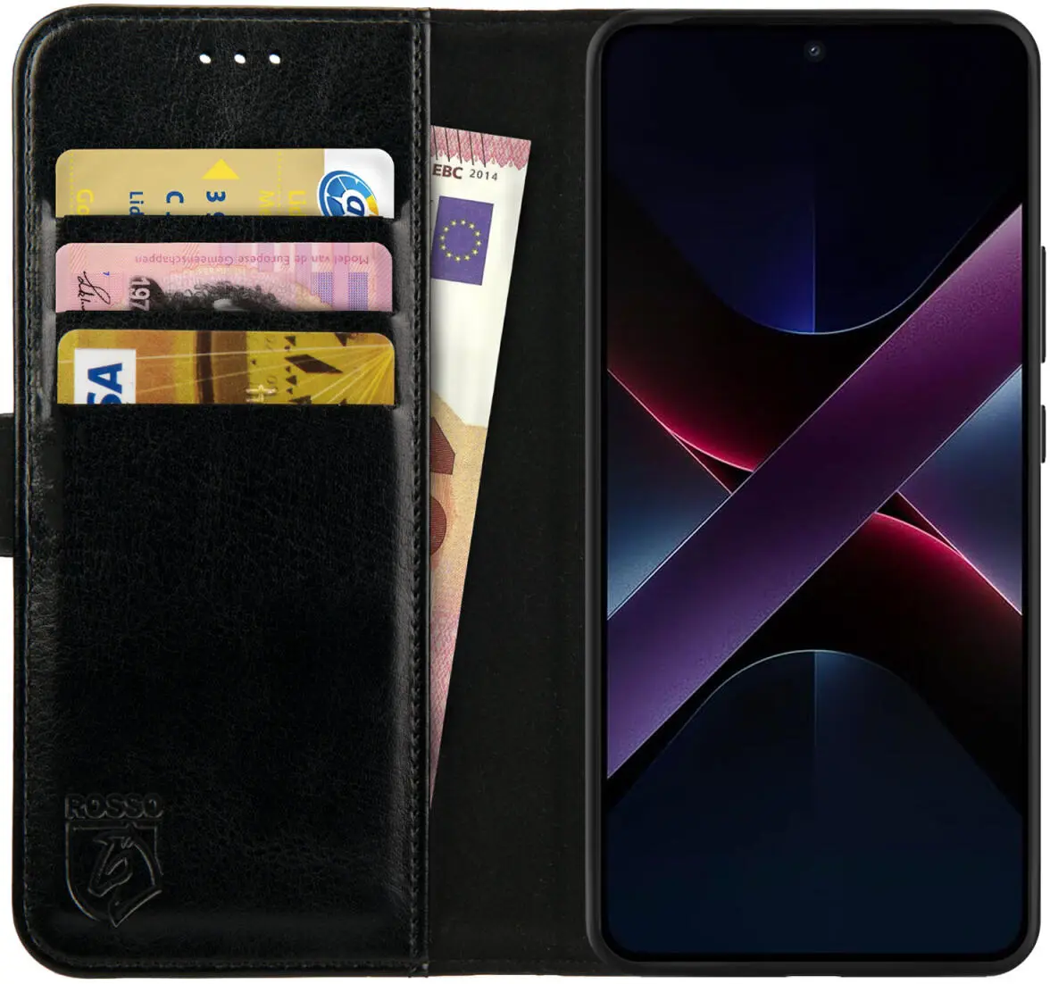 Rosso Element Xiaomi Poco X7 Pro Hoesje Book Case Wallet Zwart afbeelding 1
