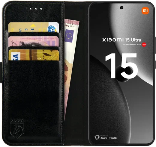 Rosso Element Xiaomi 15 Ultra Hoesje Book Case Wallet Zwart afbeelding 1