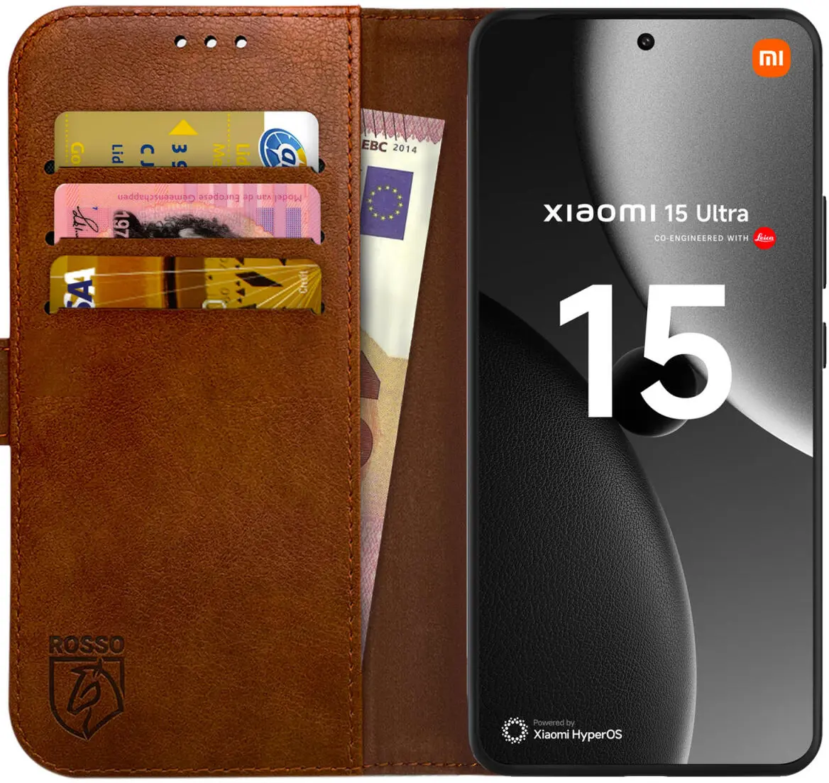 Rosso Element Xiaomi 15 Ultra Hoesje Book Case Wallet Bruin afbeelding 1