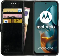 Rosso Element Motorola Moto G05 Hoesje Book Case Wallet Zwart afbeelding