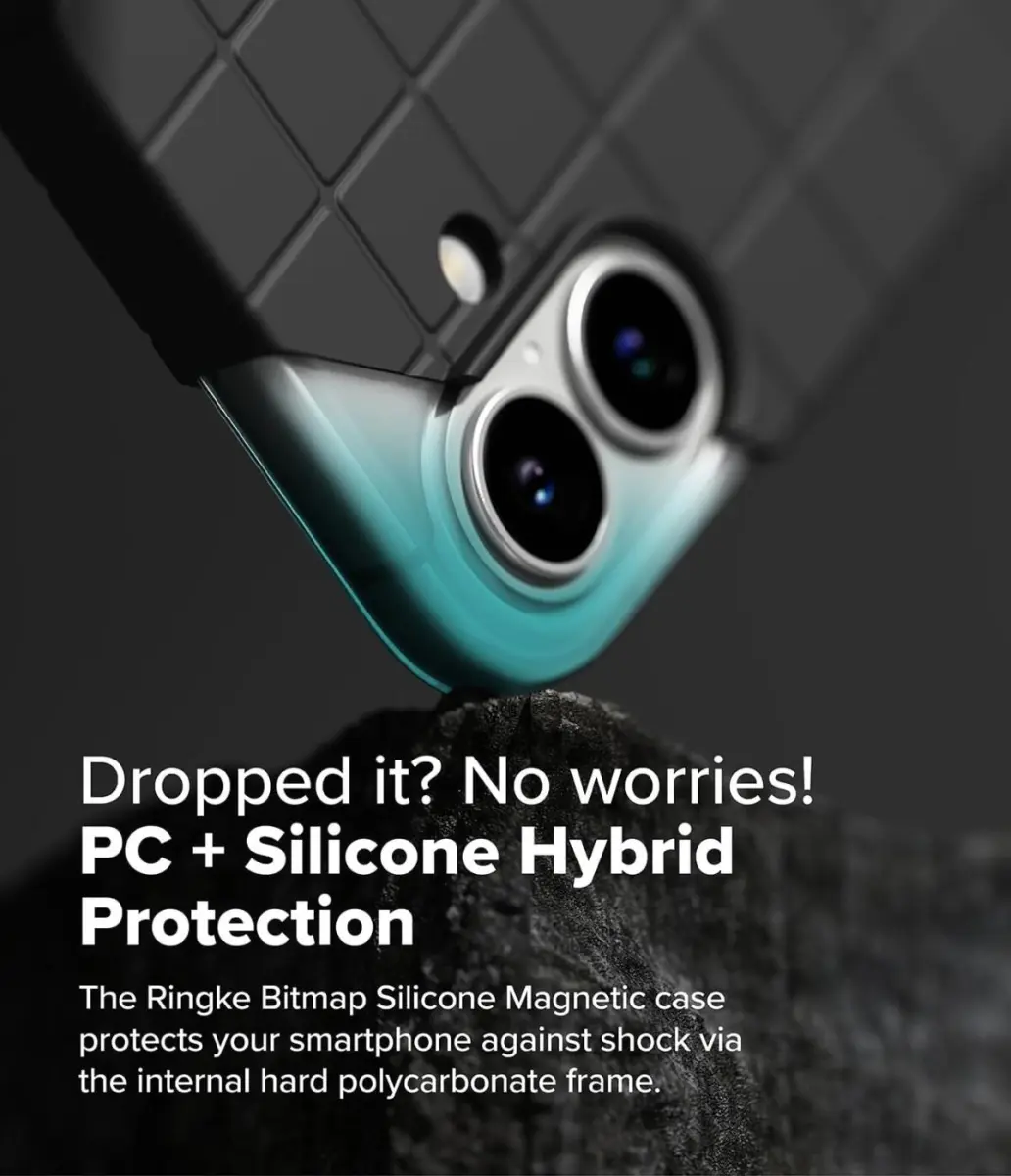 Ringke Bitmap Silicone Magnetic iPhone 16 Hoesje MagSafe Back Cover Zwart afbeelding 8