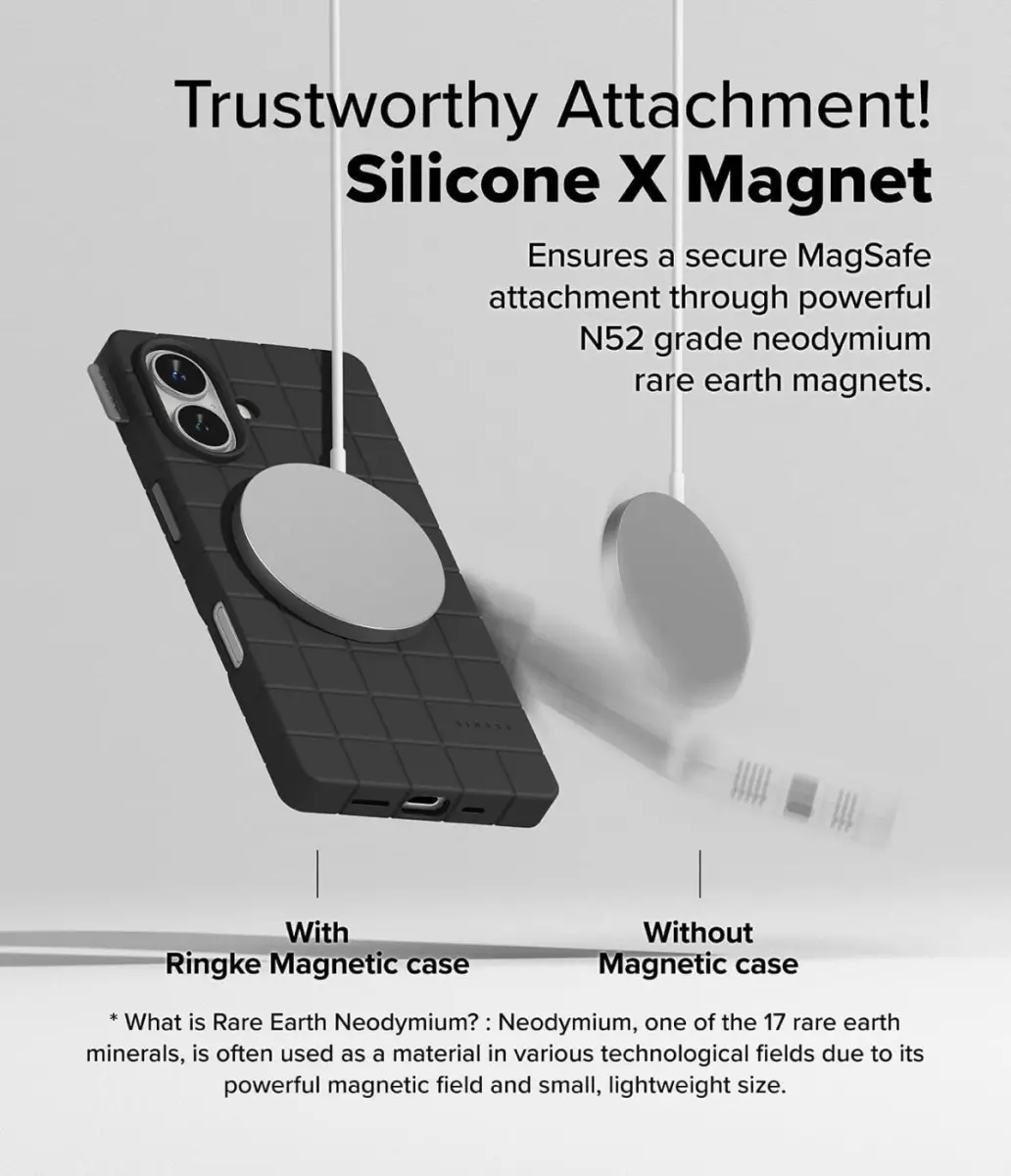 Ringke Bitmap Silicone Magnetic iPhone 16 Hoesje MagSafe Back Cover Zwart afbeelding 9