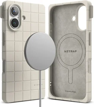 Ringke Bitmap Silicone Magnetic iPhone 16 Hoesje MagSafe Back Cover Beige