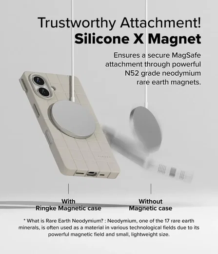 Ringke Bitmap Silicone Magnetic iPhone 16 Hoesje MagSafe Back Cover Beige afbeelding 8