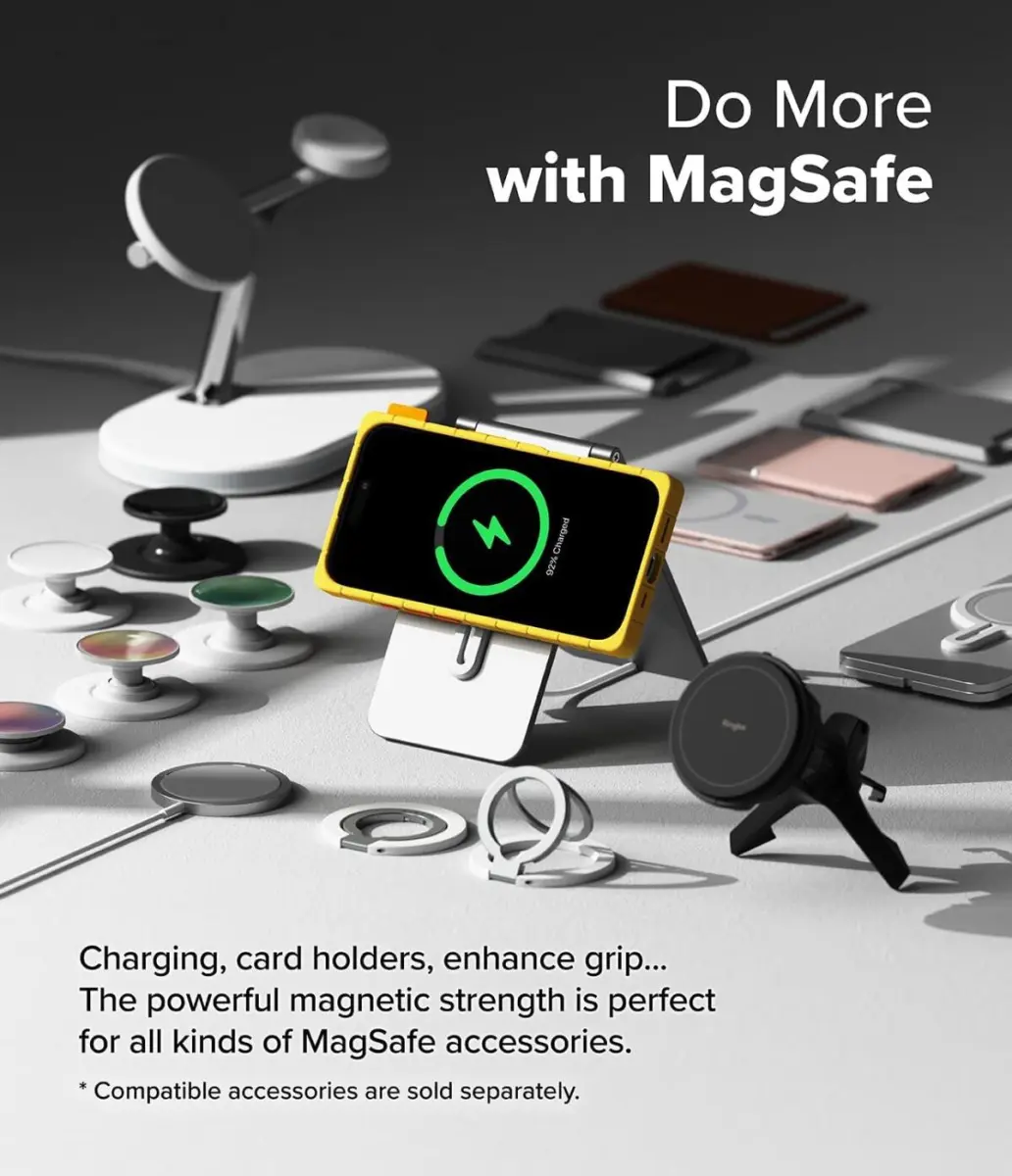 Ringke Bitmap Silicone Magnetic iPhone 16 Hoesje MagSafe Back Cover Geel afbeelding 6