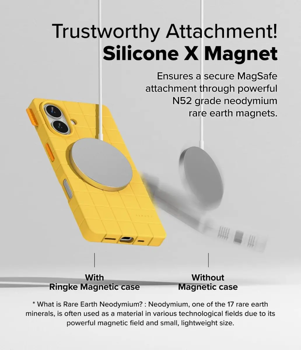 Ringke Bitmap Silicone Magnetic iPhone 16 Hoesje MagSafe Back Cover Geel afbeelding 8