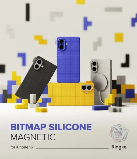 Ringke Bitmap Silicone Magnetic iPhone 16 Hoesje MagSafe Back Cover Blauw afbeelding 10