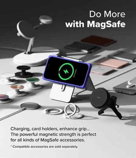 Ringke Bitmap Silicone Magnetic iPhone 16 Hoesje MagSafe Back Cover Blauw afbeelding 6