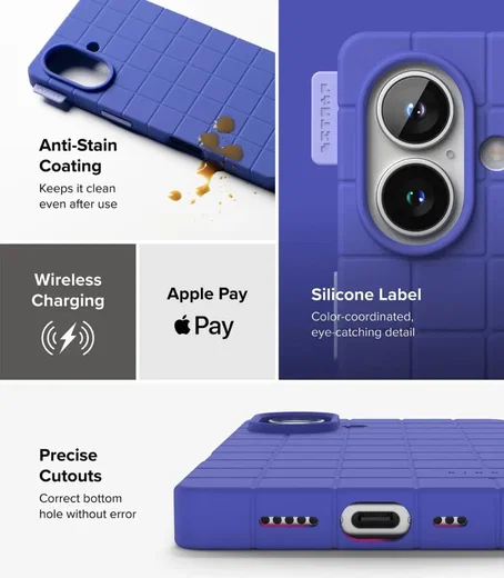 Ringke Bitmap Silicone Magnetic iPhone 16 Hoesje MagSafe Back Cover Blauw afbeelding 7
