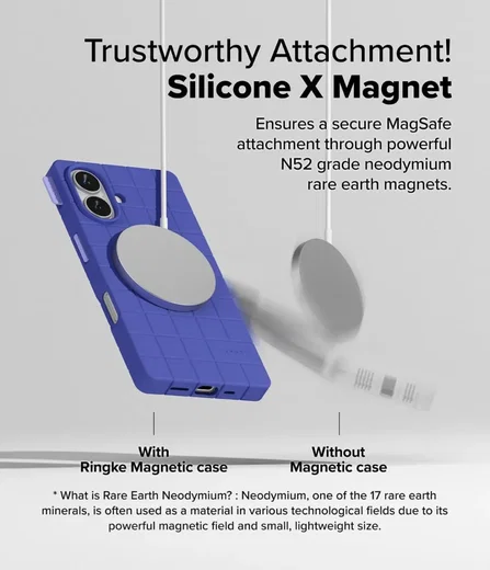 Ringke Bitmap Silicone Magnetic iPhone 16 Hoesje MagSafe Back Cover Blauw afbeelding 8