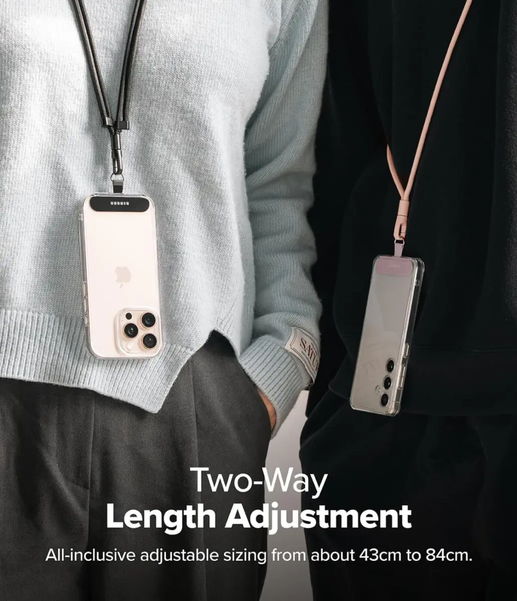 Ringke Holder Link & Flow Shoulder Strap - Universeel Telefoonkoord Zwart afbeelding 4