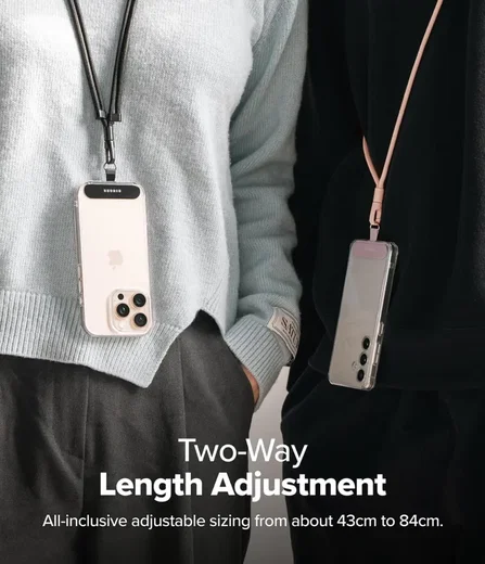 Ringke Holder Link & Flow Shoulder Strap - Universeel Telefoonkoord Zwart afbeelding 4