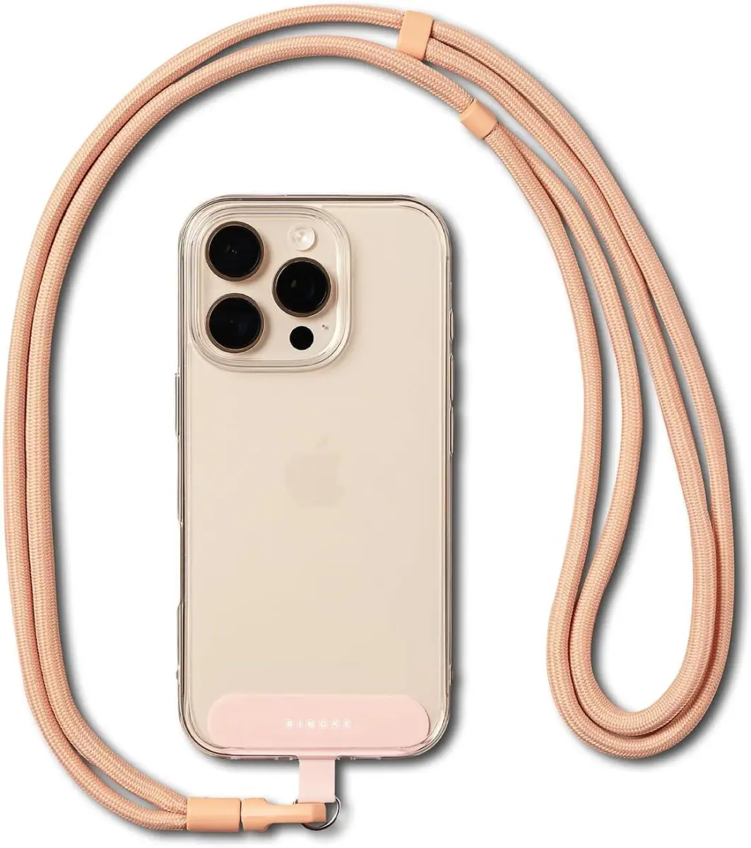 Ringke Holder Link & Flow Shoulder Strap - Universeel Telefoonkoord Oranje Roze afbeelding 1