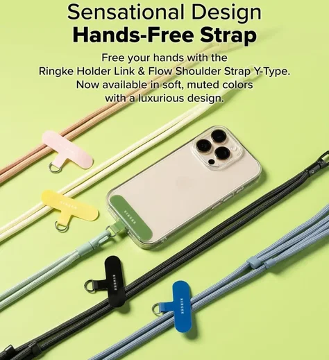 Ringke Holder Link & Flow Shoulder Strap - Universeel Telefoonkoord Oranje Roze afbeelding 7