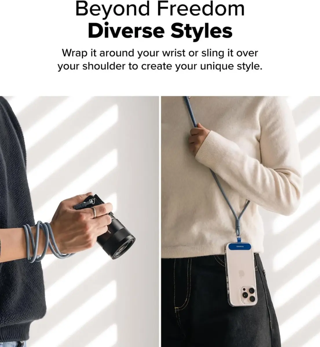 Ringke Holder Link & Flow Shoulder Strap - Universeel Telefoonkoord Blauw afbeelding 3