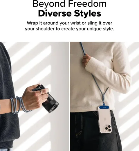 Ringke Holder Link & Flow Shoulder Strap - Universeel Telefoonkoord Blauw afbeelding 3
