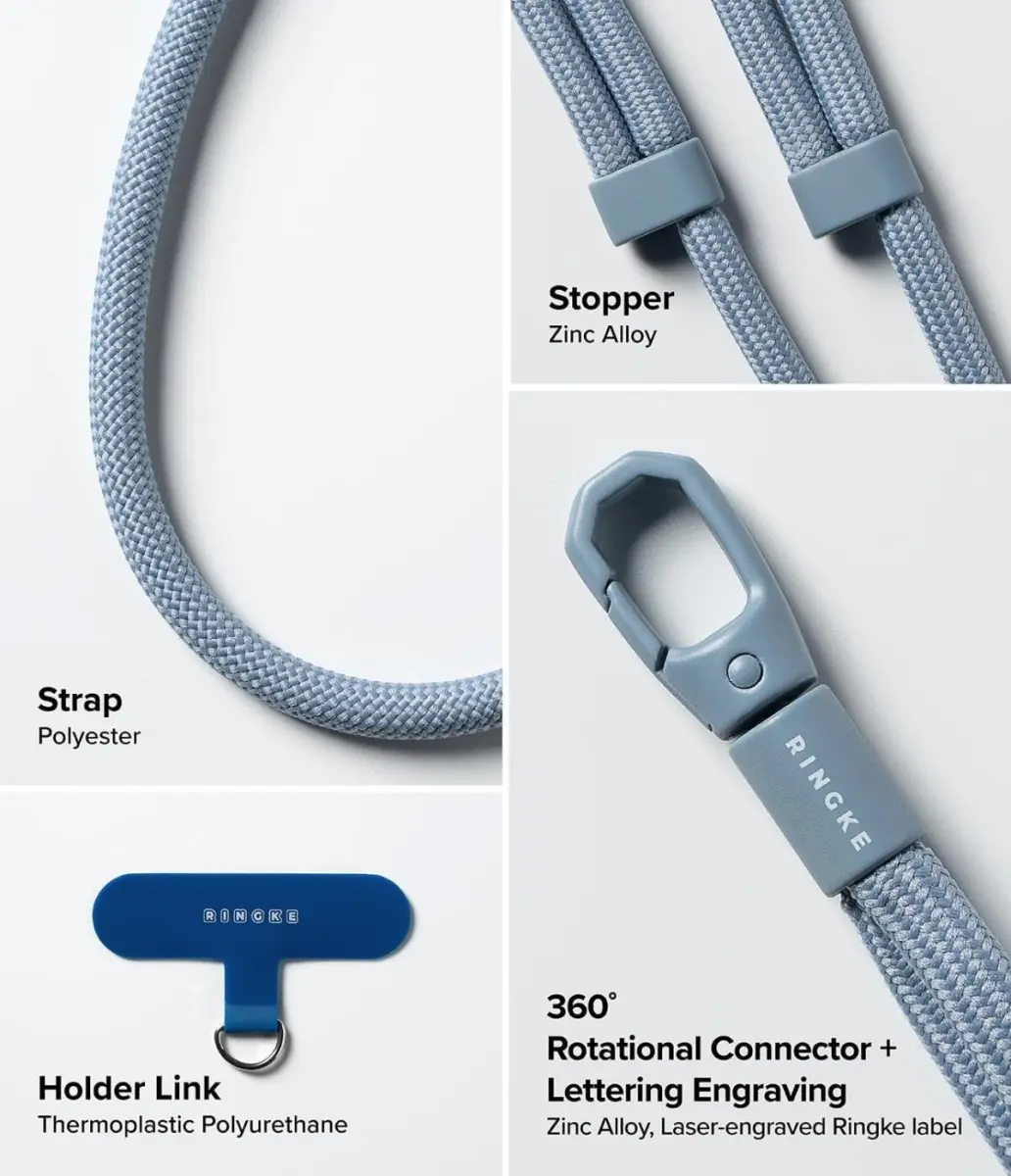 Ringke Holder Link & Flow Shoulder Strap - Universeel Telefoonkoord Blauw afbeelding 4