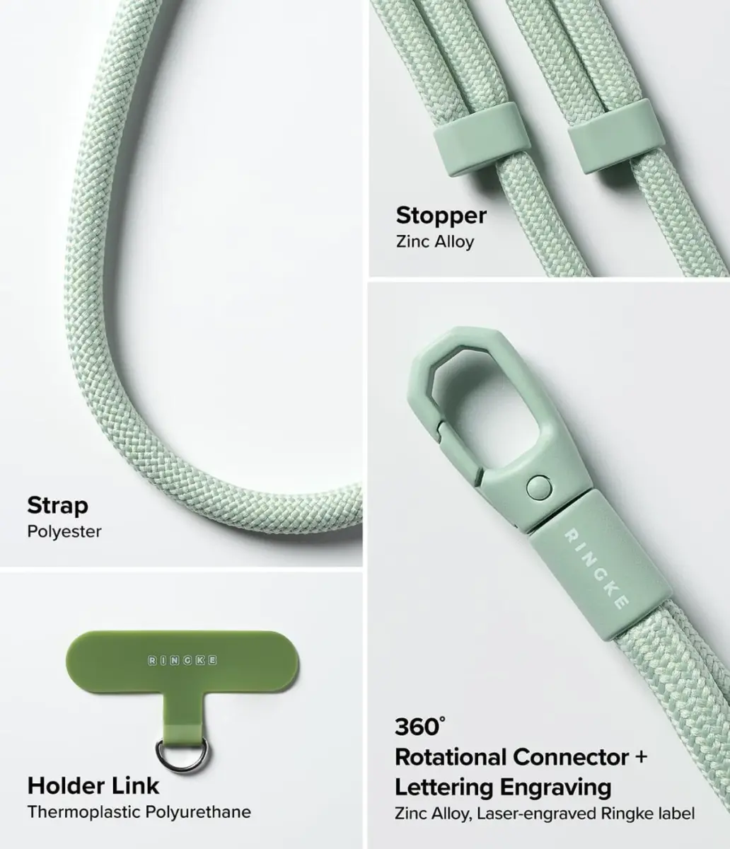 Ringke Holder Link & Flow Shoulder Strap - Universeel Telefoonkoord Mint afbeelding 5