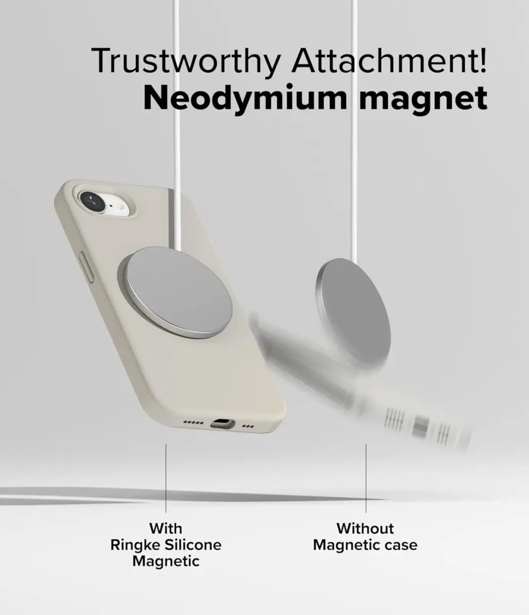 Ringke Silicone Magnetic iPhone 17e / 16e Hoesje MagSafe Back Cover Beige afbeelding 7