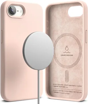 Ringke Silicone Magnetic iPhone 17e / 16e Hoesje MagSafe Back Cover Roze