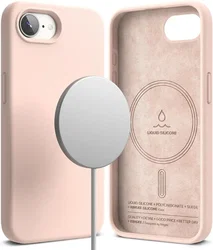 Ringke Silicone Magnetic iPhone 17e / 16e Hoesje MagSafe Back Cover Roze afbeelding