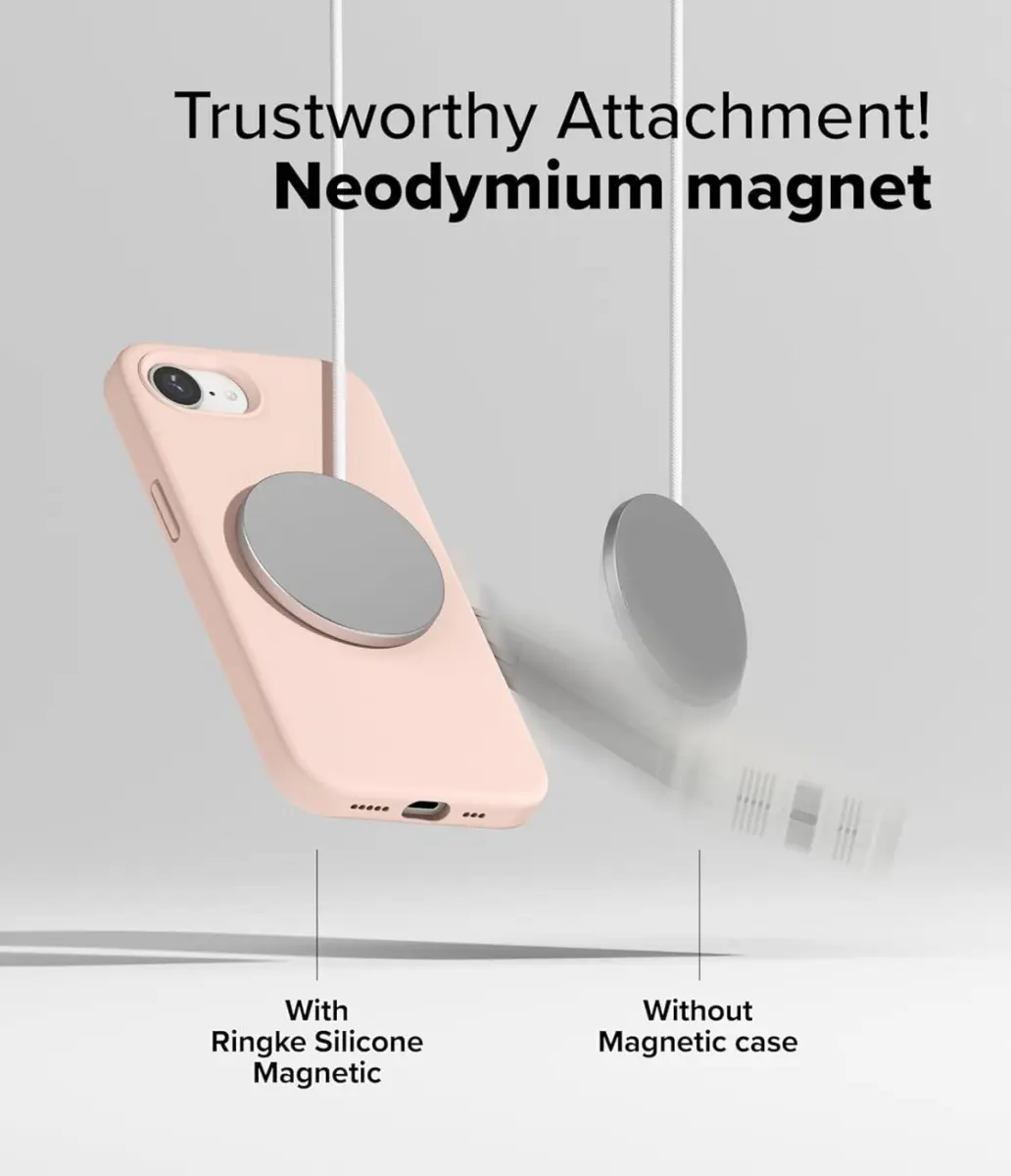 Ringke Silicone Magnetic iPhone 17e / 16e Hoesje MagSafe Back Cover Roze afbeelding 8