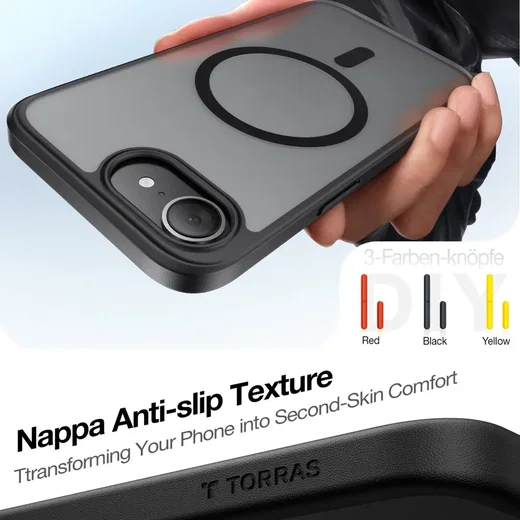 TORRAS Guardian Magnetic iPhone 17e / 16e Hoesje MagSafe Back Cover Zwart afbeelding 7