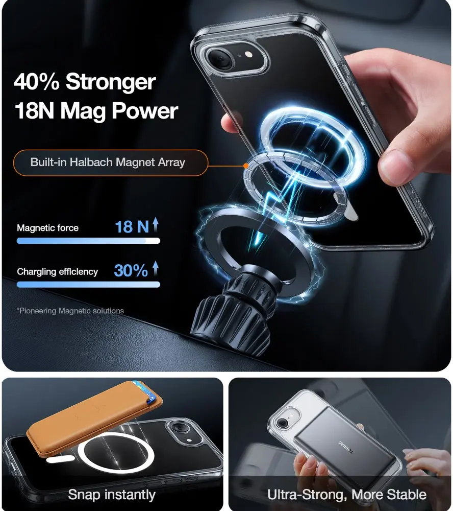 TORRAS Guardian Magnetic iPhone 17e / 16e Hoesje MagSafe Back Cover Transparant afbeelding 3