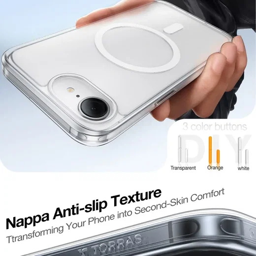 TORRAS Guardian Magnetic iPhone 17e / 16e Hoesje MagSafe Back Cover Transparant afbeelding 5