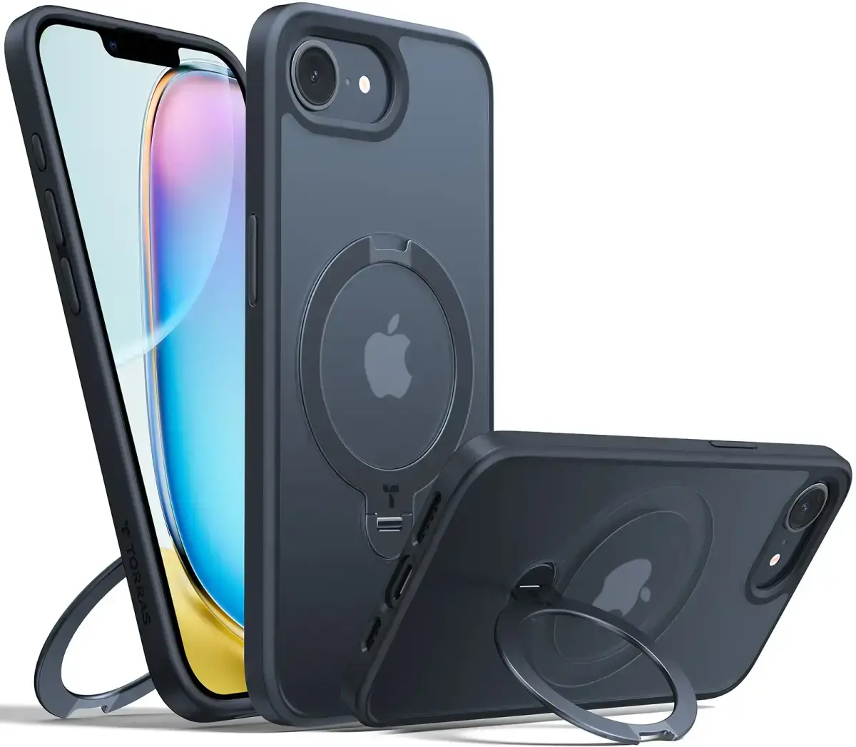 TORRAS Ostand Spin Apple iPhone 17e / 16e Hoesje 360° MagSafe Stand Zwart afbeelding 1