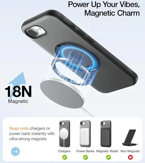 TORRAS Ostand Spin Apple iPhone 17e / 16e Hoesje 360° MagSafe Stand Zwart afbeelding 6