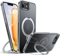 TORRAS Ostand Spin Apple iPhone 17e / 16e Hoesje 360° MagSafe Stand Transparant afbeelding