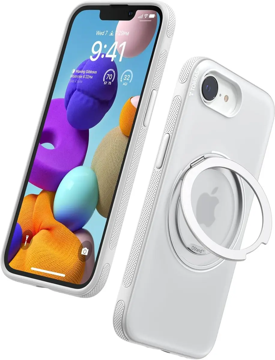 TORRAS Ostand Spin Apple iPhone 17e / 16e Hoesje 360° MagSafe Stand Transparant afbeelding 2