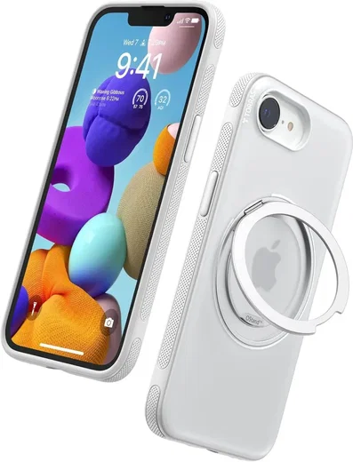 TORRAS Ostand Spin Apple iPhone 17e / 16e Hoesje 360° MagSafe Stand Transparant afbeelding 2