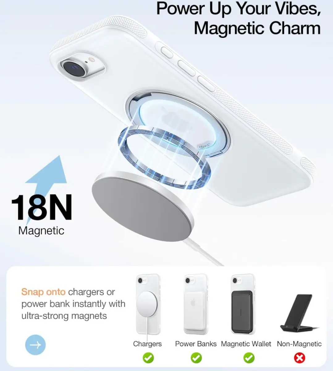 TORRAS Ostand Spin Apple iPhone 17e / 16e Hoesje 360° MagSafe Stand Transparant afbeelding 5