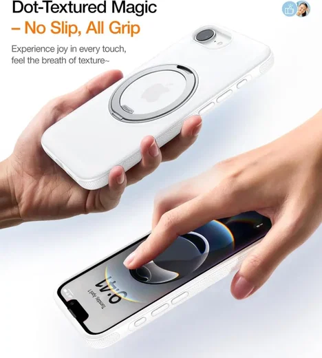 TORRAS Ostand Spin Apple iPhone 17e / 16e Hoesje 360° MagSafe Stand Transparant afbeelding 7