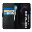 Rosso Deluxe Samsung Galaxy S25 Edge Hoesje Echt Leer Book Case Zwart