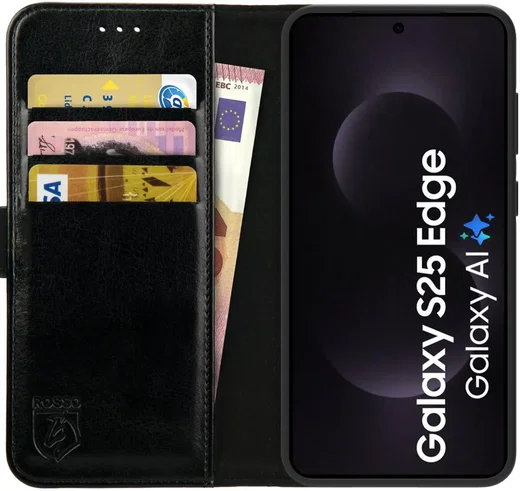 Rosso Element Samsung Galaxy S25 Edge Hoesje Book Case Wallet Zwart afbeelding 1