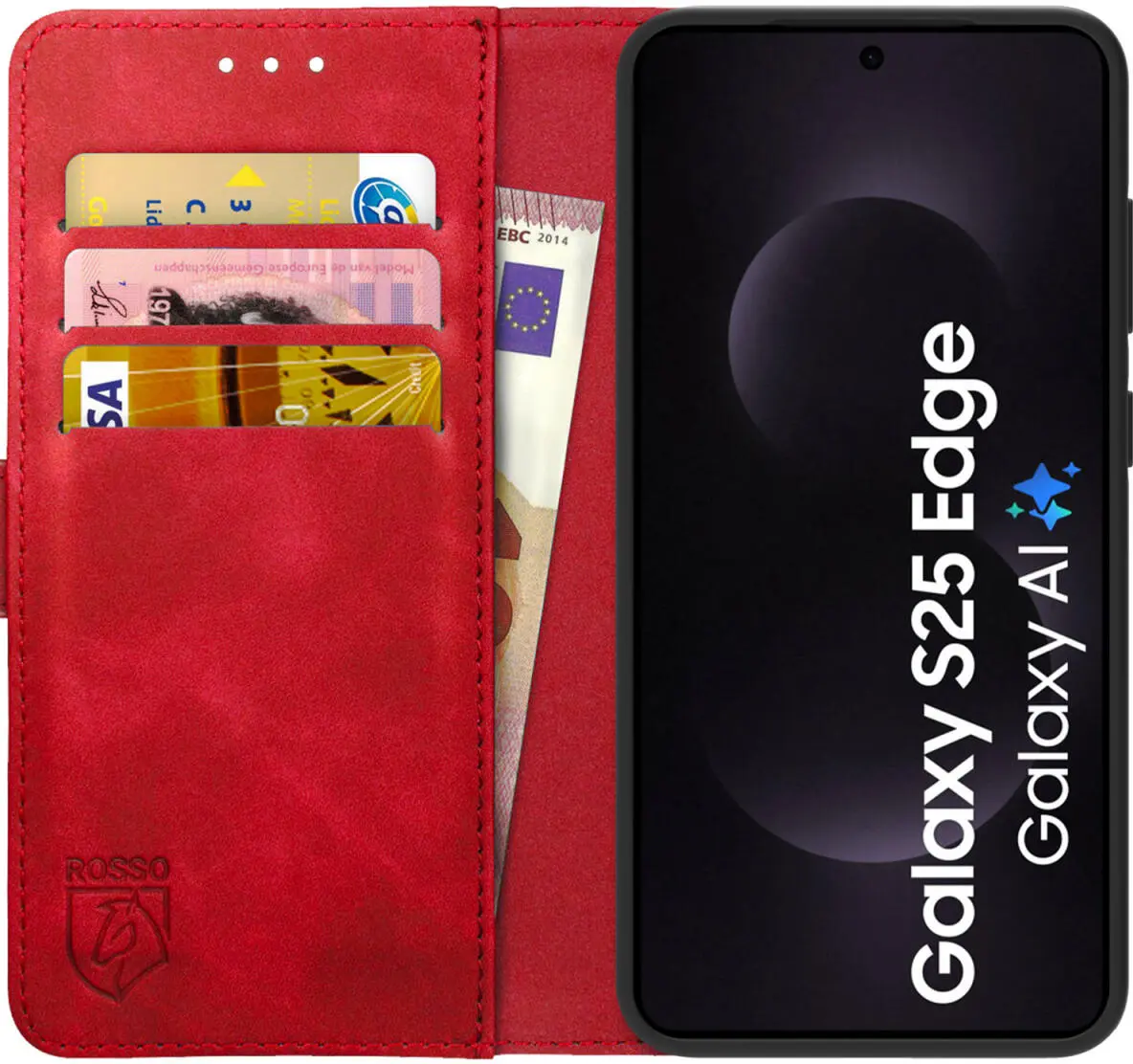 Rosso Element Samsung Galaxy S25 Edge Hoesje Book Case Wallet Rood afbeelding 1
