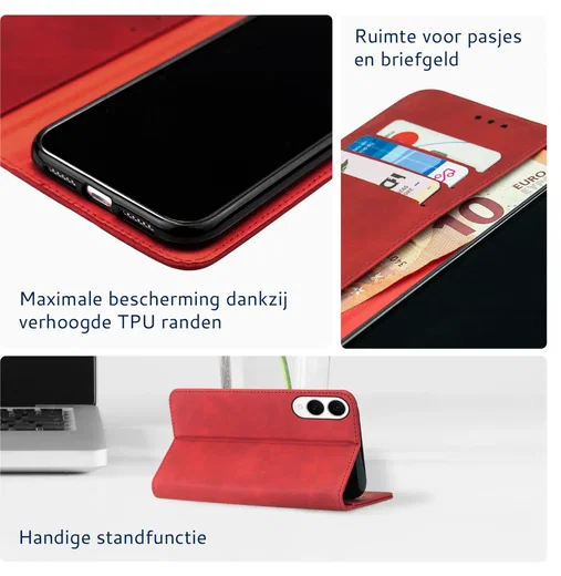 Rosso Element Samsung Galaxy S25 Edge Hoesje Book Case Wallet Rood afbeelding 3