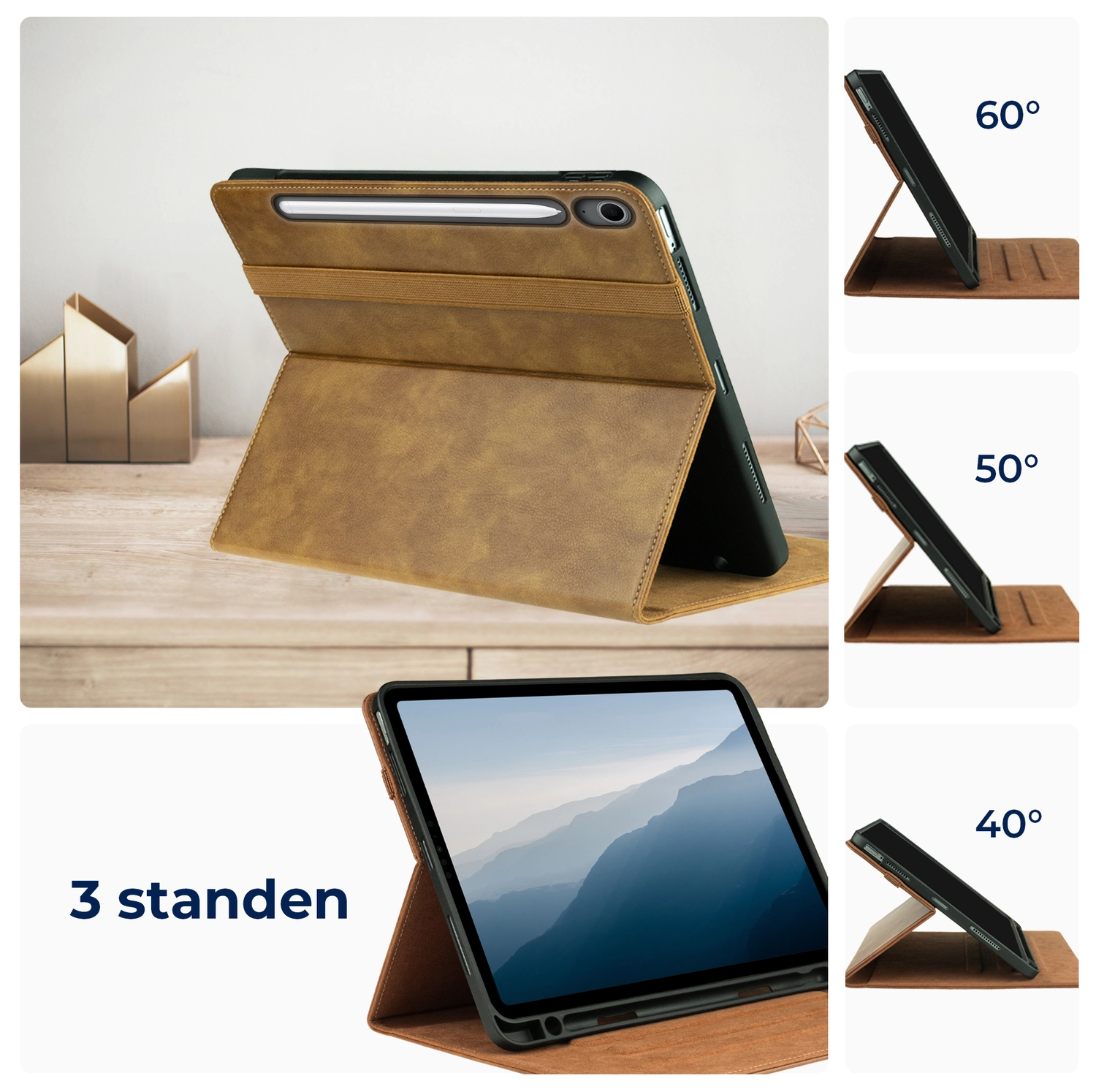 Rosso Element Samsung Galaxy Tab S10 FE Plus Hoes Book Case Bruin afbeelding 2