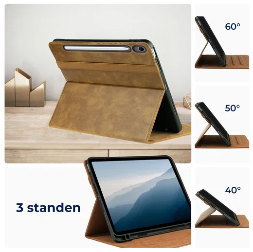 Rosso Element Samsung Galaxy Tab S10 FE Plus Hoes Book Case Bruin afbeelding 2