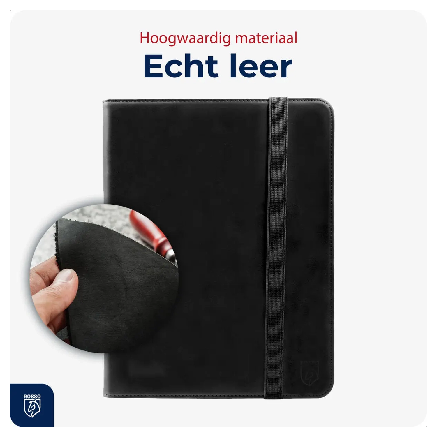 Rosso Deluxe Samsung Galaxy Tab S10 FE Plus Hoes Book Case Echt Leer Zwart afbeelding 4