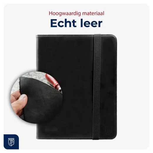 Rosso Deluxe Samsung Galaxy Tab S10 FE Plus Hoes Book Case Echt Leer Zwart afbeelding 4