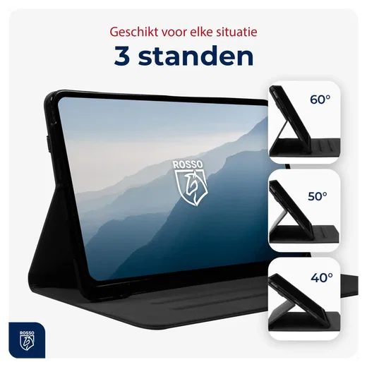 Rosso Deluxe Samsung Galaxy Tab S10 FE Plus Hoes Book Case Echt Leer Zwart afbeelding 5