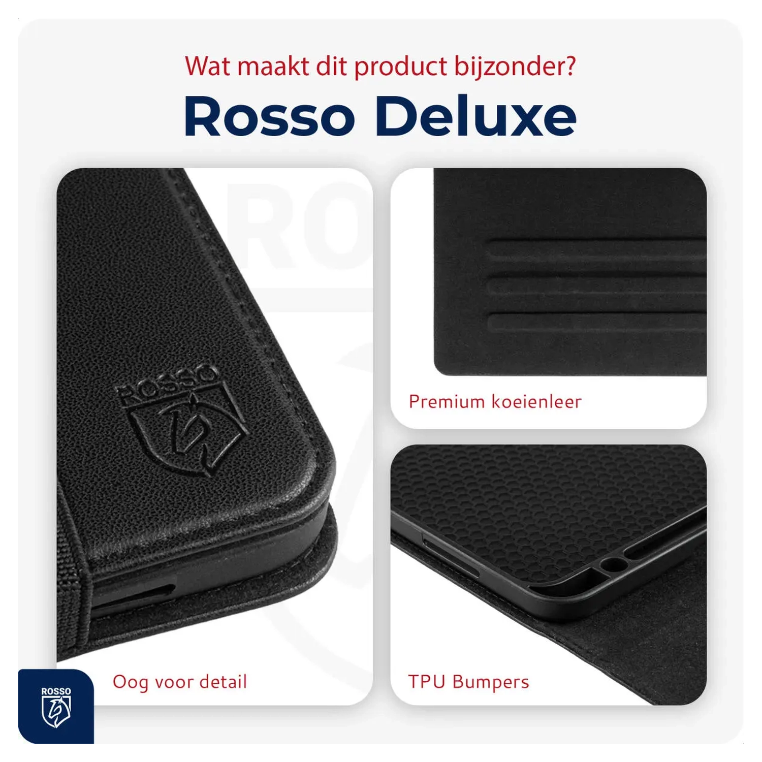Rosso Deluxe Samsung Galaxy Tab S10 FE Plus Hoes Book Case Echt Leer Zwart afbeelding 3