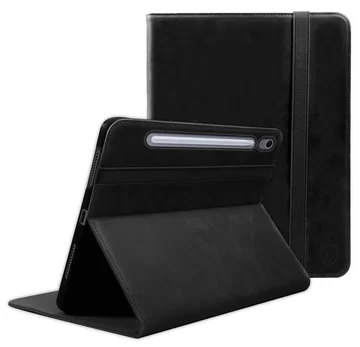 Rosso Deluxe Samsung Galaxy Tab S10 FE Plus Hoes Book Case Echt Leer Zwart