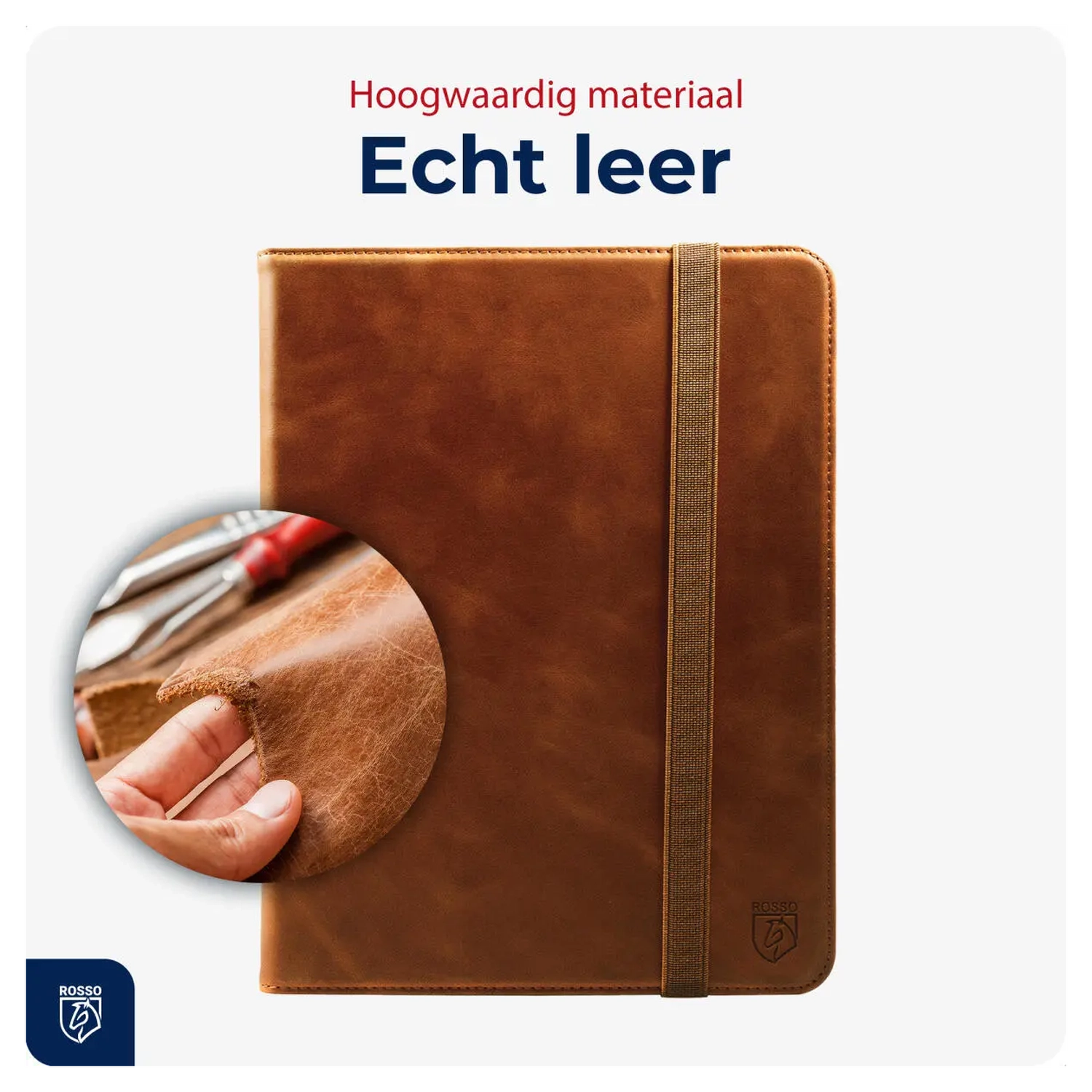Rosso Deluxe Samsung Galaxy Tab S10 FE Plus Hoes Book Case Echt Leer Bruin afbeelding 5