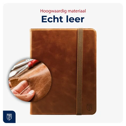Rosso Deluxe Samsung Galaxy Tab S10 FE Plus Hoes Book Case Echt Leer Bruin afbeelding 5